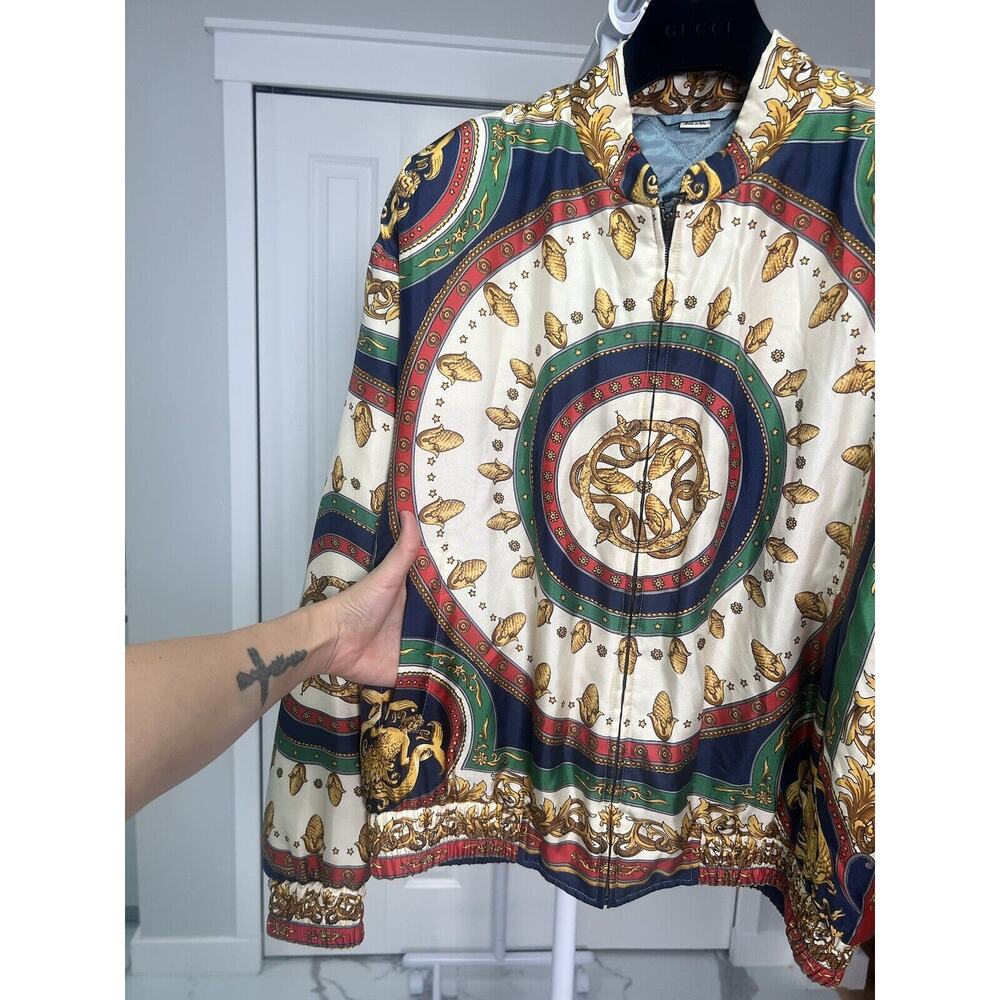 Gucci Mens BLOUSONMERMAID CIRCLE BOMBER ON TWILLGREEN/IVORY PRNT/MIX New - Picture 3 of 13
